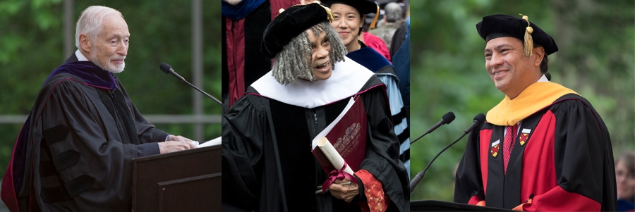 Honorees Edgar Cahn ’56, Sonia Sanchez, and Francisco Valero-Cuevas ’88.